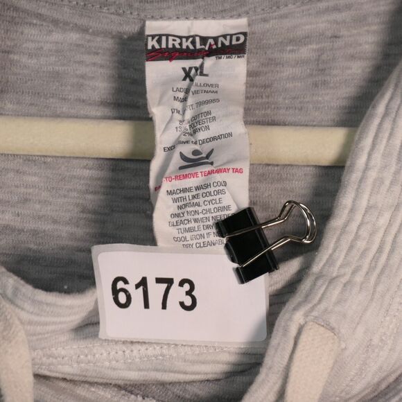 Kirkland Womens Sweatshirt XXL Gray Cotton Blend Pocket Ribbed Cowl Neck - Picture 7 of 7